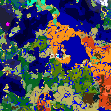 Predicted biome map of Java 26.3 seed 434908780558966707 around estimated spawn