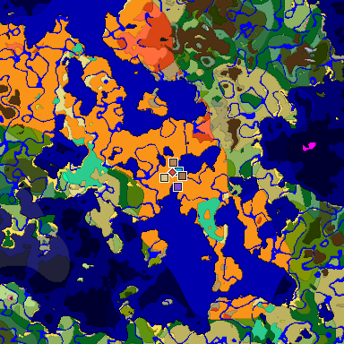Predicted biome map of Java 26.3 seed -8206156780160810805 around estimated spawn