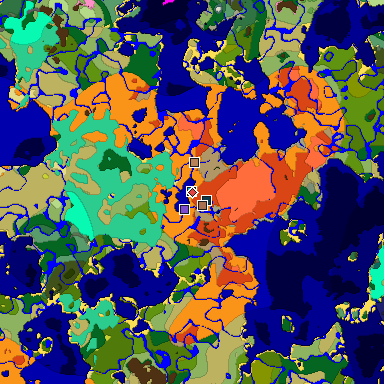 Predicted biome map of Java 26.3 seed -2733608600444705827 around estimated spawn