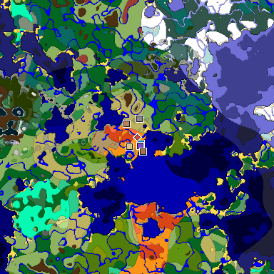Predicted biome map of Java 26.3 seed 1575313030466162066 around estimated spawn