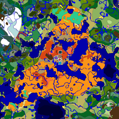 Predicted biome map of Java 26.3 seed 4977789547815773034 around estimated spawn