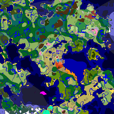 Predicted biome map of Java 26.3 seed 8466231092139058804 around estimated spawn