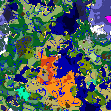 Predicted biome map of Java 26.3 seed -1286145927667783508 around estimated spawn