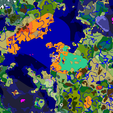 Predicted biome map of Java 26.3 seed -6767548844056812693 around estimated spawn