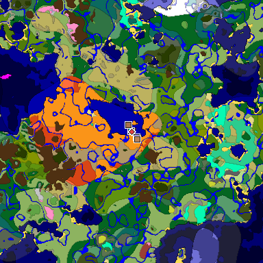 Predicted biome map of Java 26.3 seed -2451855546655961759 around estimated spawn