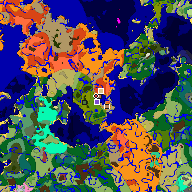 Predicted biome map of Java 26.3 seed 7392578817596622638 around estimated spawn